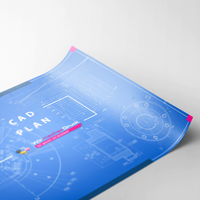CAD-Plan, farbig bedruckt, aufgerollt, liegend