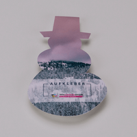 Plakatstörer farbig bedruckt, Schneemann-Form, liegend