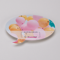 Plakatstörer farbig bedruckt, Sprechblase-Form, liegend