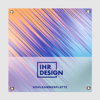 Hohlkammerplatte, farbig bedruckt, Motiv mit Oese