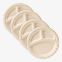 Holzfaser-Menüteller rund 22 cm, 3-geteilt, weiß, unbedruckt