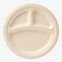 Holzfaser-Menüteller rund 22 cm, 3-geteilt, weiß, unbedruckt