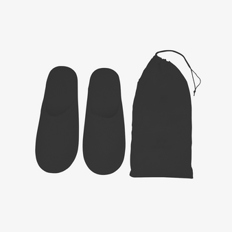 Hotelslipper Frottee unisex mit geschlossener Schuhbrücke Slipper schwarz mit Tasche