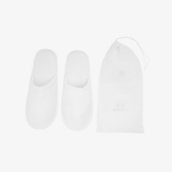 Hotelslipper Frottee unisex mit geschlossener Schuhbrücke Slipper weiß mit Tasche