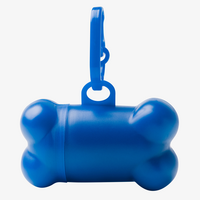 Hundebeutelspender in Knochenform mit Karabinerhaken, Blau Rueckseite