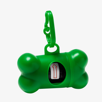 Hundebeutelspender in Knochenform mit Karabinerhaken, Gruen Vorderseite