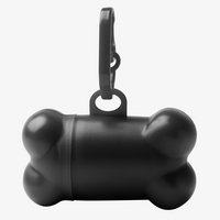 Hundebeutelspender in Knochenform mit Karabinerhaken, Schwarz Rueckseite