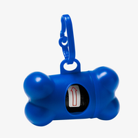 Hundebeutelspender in Knochenform mit Karabinerhaken, Blau Vorderseite