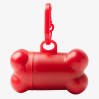 Hundebeutelspender in Knochenform mit Karabinerhaken, Rot Rueckseite