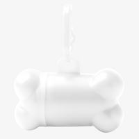 Hundebeutelspender in Knochenform mit Karabinerhaken, Weiß Rueckseite