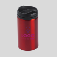 Isolierbecher Edelstahl mit PP-Deckel, rot, frontal