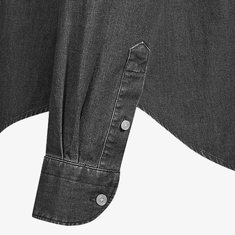 Jeansbluse, Twill Stretch Tailored Fit - TEE JAYS, Knopfdetail