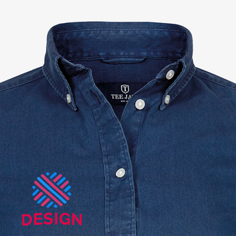  Jeansbluse, Twill Tailored Fit - TEE JAYS, Kragen