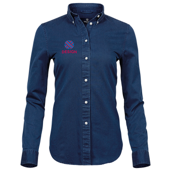  Jeansbluse, Twill Tailored Fit - TEE JAYS, Vorderseite