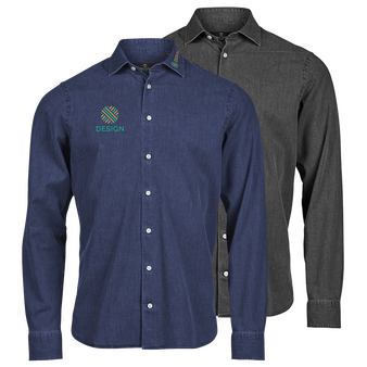 Jeanshemd, Twill Stretch Tailored Fit - TEE JAYS, Farbauswahl