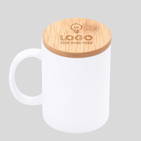 Keramiktasse mit Bambusdeckel, Lasergravur auf Deckel