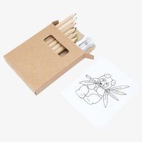 Kinder-Ausmalblock mit 6 Farbstiften und Spitzer, liegend