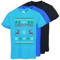 Kinder-T-Shirt B&C, Basic - Motiv Weihnachtsstrickpulli, Farbauswahl