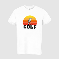 Kinder-T-Shirt B&C, Basic - Motiv Golf Sonnenuntergang