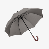 Klassischer Automatik-Stockschirm, lang, mit Holzgriff, 4/0-farbig