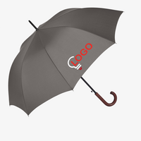 Klassischer Automatik-Stockschirm, lang, mit Holzgriff, 4/0-farbig