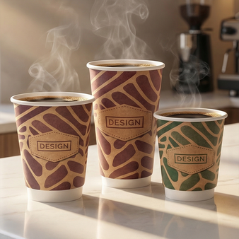 Kraftpapier-Becher doppelwandig 300 ml, 4/0-farbig