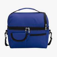 Kühltasche mit isothermen Innenfächern und Außentasche blau