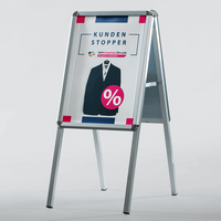 Kundenstopper STANDARD 70 x 100 cm inkl. Postertasche, 32mm Rahmen, Rundecken, Vorderseite