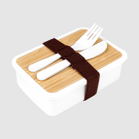 Kunststoff-Lunchbox Draufsicht mit Besteck