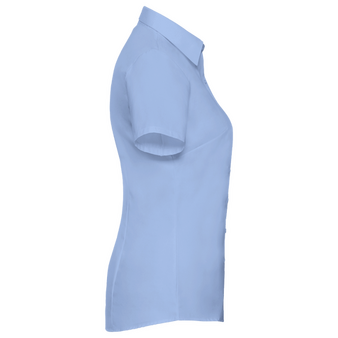 Kurzarmbluse, Herringbone Tailored Fit - Russell