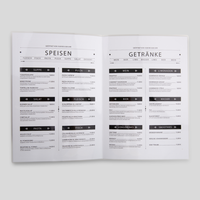 Getraenkekarte, farbig bedruckt, Motiv, aufgeschlagen