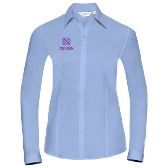 Langarmbluse, Herringbone Tailored Fit - Russell