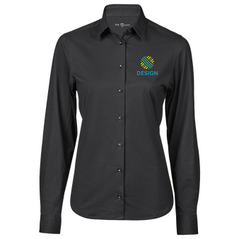 Langarmbluse, Stretch Tailored Fit - TEE JAYS, Vorderseite