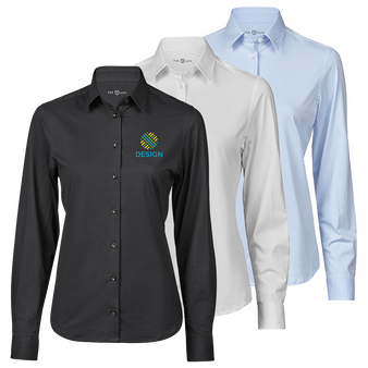 Langarmbluse, Stretch Tailored Fit - TEE JAYS, Farbauswahl