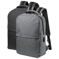 Laptop-Rucksack aus RPET mit integriertem USB-Anschluss, ohne Werbeanbringung