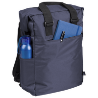 Laptop-Rucksack aus RPET mit seitlichem Schnallenverschluss, Nutzung Tasche vorne