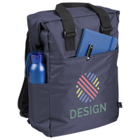 Laptop-Rucksack aus RPET mit seitlichem Schnallenverschluss, Nutzung Tasche vorne