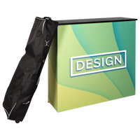 Messetheke, farbig bedruckt, Motiv vorderseite mit Tasche