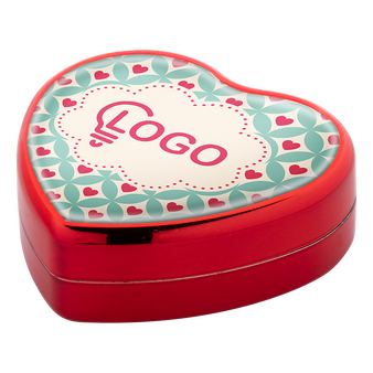 liegender Lippenbalsam in Herzform rot, bedruckt