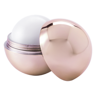 Lippenbalsam rund im Metallic-Look rose, offen