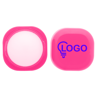 Lippenbalsam W&uuml;rfelform aus Kunststoff pink, oben bedruckt