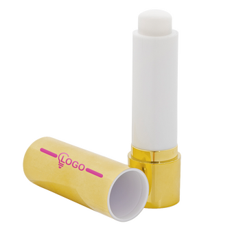 Lippenpflegestift gold, bedruckt und offen