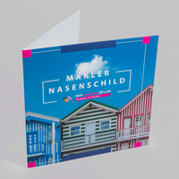 Schild, farbig bedruckt, stehend