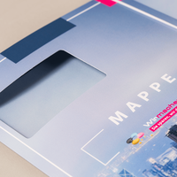 Mappe, farbig bedruckt mit Fenster, liegend, Stadt Motiv