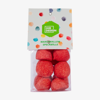 Marshmallow Speckbälle im 100 g Folienbeutel, rot sauer