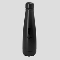 Matte Edelstahlflasche, schwarz, Lasergravur