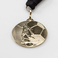 Medaille GOLD mit Gravur, liegend,  Fußball Motiv