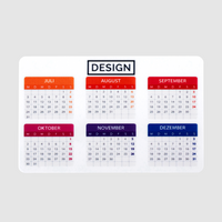 Minikalender aus PVC 4/4 farbig bedruckt auf goldenem Hintergrund, Rückseite