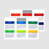 Minikalender aus PVC 4/4 farbig bedruckt auf silbernem Hintergrund