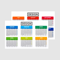 Minikalender quer 4/4 farbig 85 x 55 mm (beidseitiger Druck)
